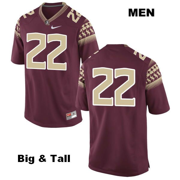 Men's NCAA Nike Florida State Seminoles #22 Amir Rasul College Big & Tall No Name Red Stitched Authentic Football Jersey HXN5669ET